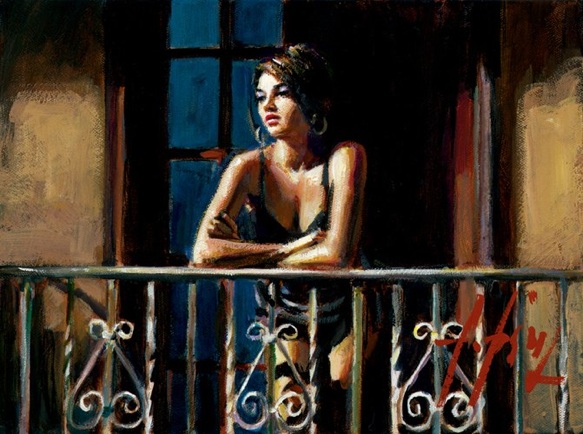 Fabian Perez Study for Saba at the Balcony VI